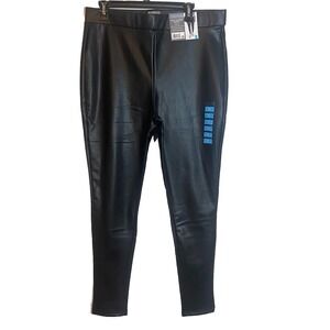 NWT Berkley Jensen Faux Leather Skinny Pants Leggings Size Women's XL Black